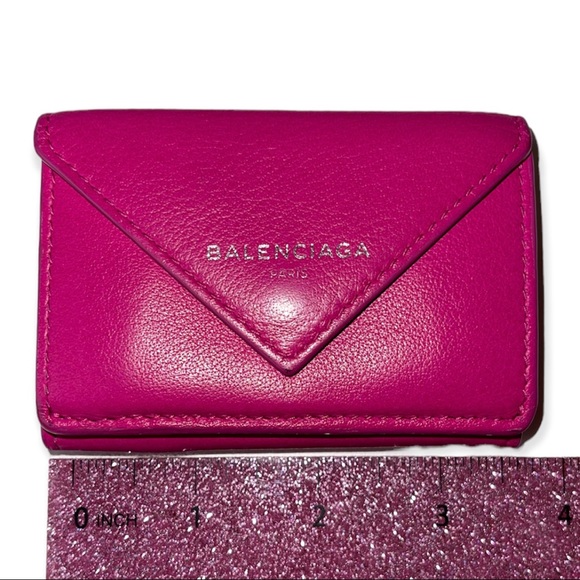 BALENCIAGA Mini Papier Wallet Pink Leather Trifold Envelope Wallet Dust Bag Box - Picture 11 of 14